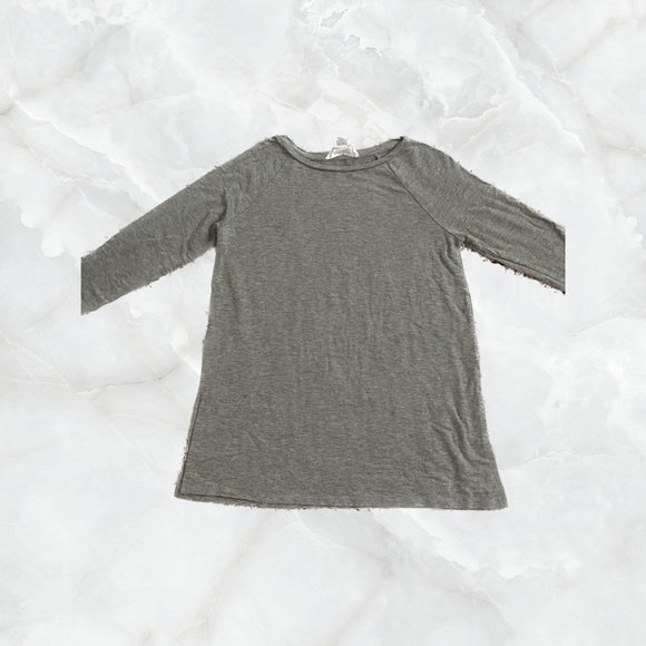 Soft Gray Long Sleeve Top with Slits on the Waist - Picture 1 of 4